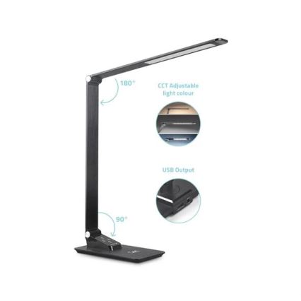 Regulowana jasem lampa stołowa LED z USB LED/7W/230V 3000K/4000K/5500K czarna