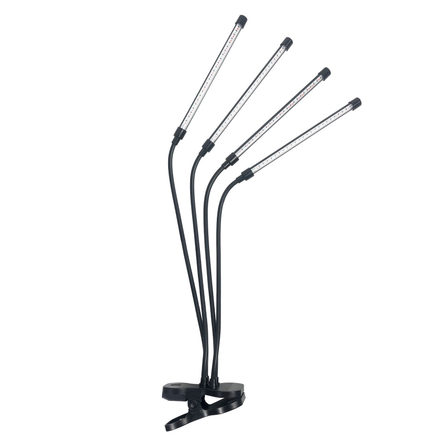 LED Regulowana elastyczna lampa stołowa z klipsem do uprawy roślin VITARO 4xLED/10W/230V czarna