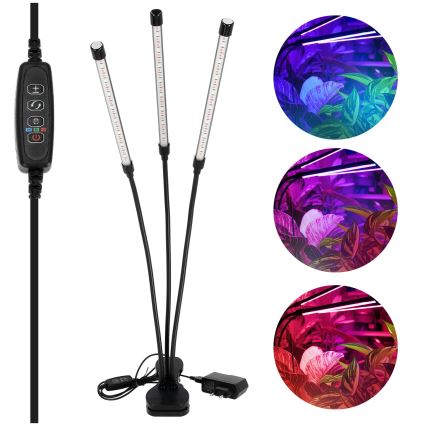 Regulowana jasem elastyczna lampa stołowa LED z klipsem do uprawy roślin VITARO 3xLED/10W/230V czarna