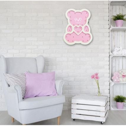 Lampka dziecięca LED/2xAA różowy miś