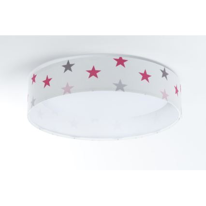 LED Regulowane natynkowe oświetlenie dziecięce SMART GALAXY KIDS LED/24W/230V 3000-6500K gwiazdki białe/różowe/szare + pilot do zdalnego sterowania
