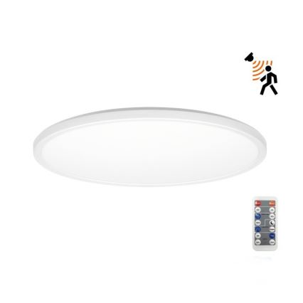 LED Lampa łazienkowa z czujnikiem ruchu i zmierzchu NIVERA LED/18W/230V IP54 3000/4000/6000K śr. 30 cm biała + pilot zdalnego sterowania