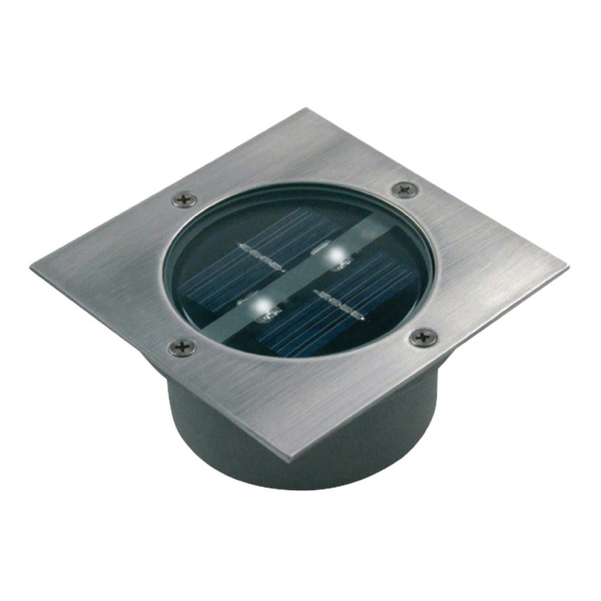 LED Lampa najazdowa solarna z czujnikiem zmierzchu LED/0,12W/2xAAA IP67 stal nierdzewna czworokątna