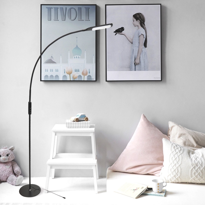 LED Lampa podłogowa ściemnialna LED/9W/230V 3000-6500K czarny + zdalne sterowanie