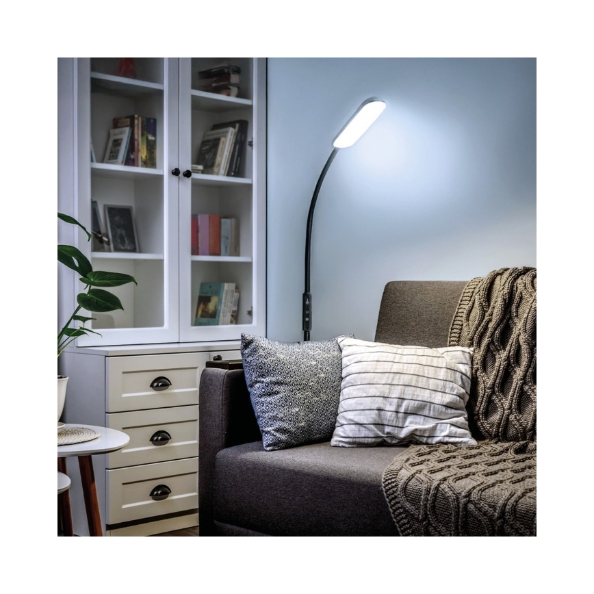 LED Lampa podłogowa ściemnialna TEILO LED/10W/230V 3000/4000/6500K czarny + zdalne sterowanie