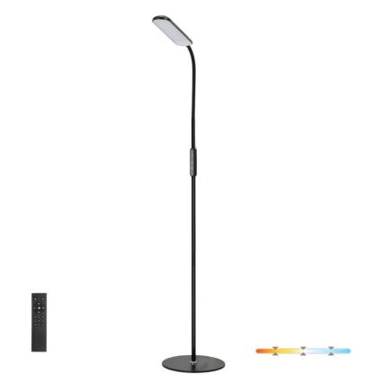 LED Lampa podłogowa ściemnialna TEILO LED/10W/230V 3000/4000/6500K czarny + zdalne sterowanie