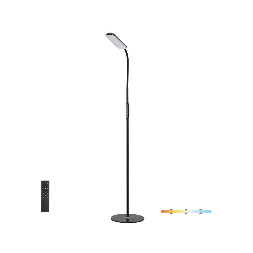 LED Lampa podłogowa ściemnialna TEILO LED/10W/230V 3000/4000/6500K czarny + zdalne sterowanie