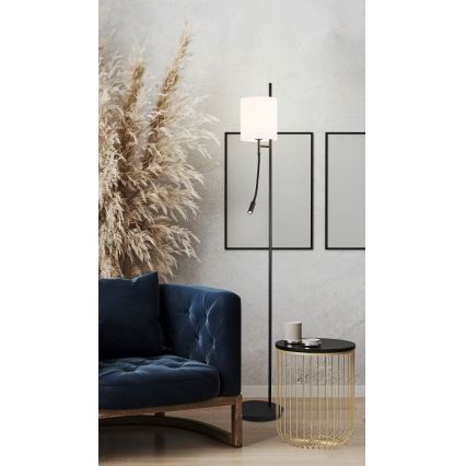 LED Lampa podłogowa TOKYO 1xE27/40W/230V + LED/3W czarny/biały