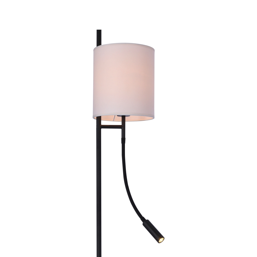 LED Lampa podłogowa TOKYO 1xE27/40W/230V + LED/3W czarny/biały