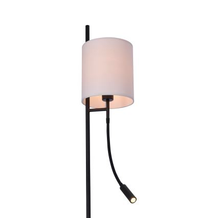 LED Lampa podłogowa TOKYO 1xE27/40W/230V + LED/3W czarny/biały
