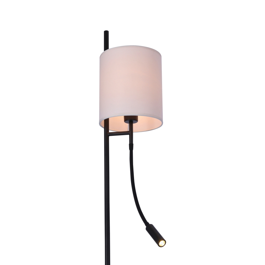 LED Lampa podłogowa TOKYO 1xE27/40W/230V + LED/3W czarny/biały