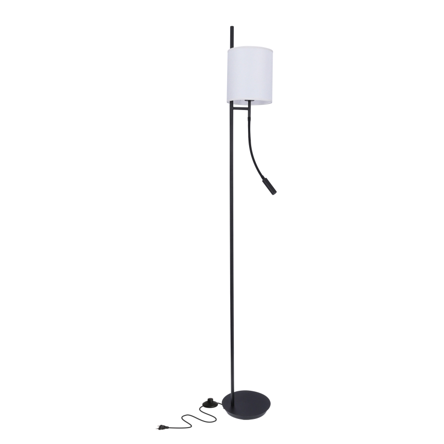 LED Lampa podłogowa TOKYO 1xE27/40W/230V + LED/3W czarny/biały