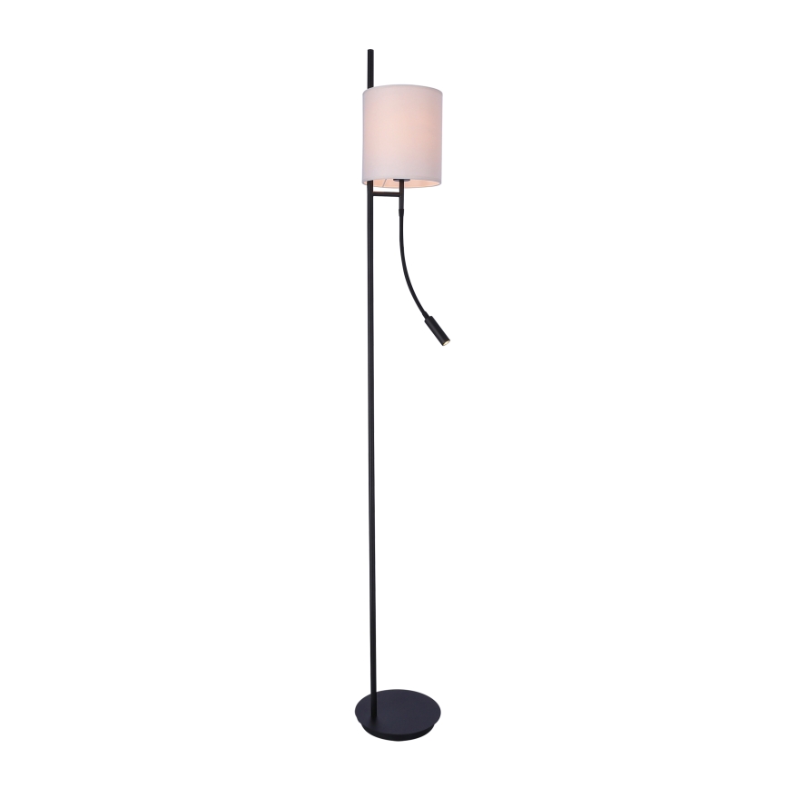 LED Lampa podłogowa TOKYO 1xE27/40W/230V + LED/3W czarny/biały