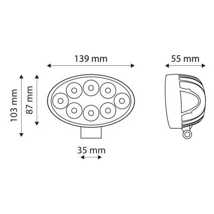 LED Lampa robocza EPISTAR 8xLED/24W/10-30V IP67 6000K