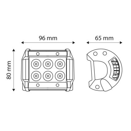 LED Lampa robocza EPISTAR LED/18W/10-30V IP67 6000K