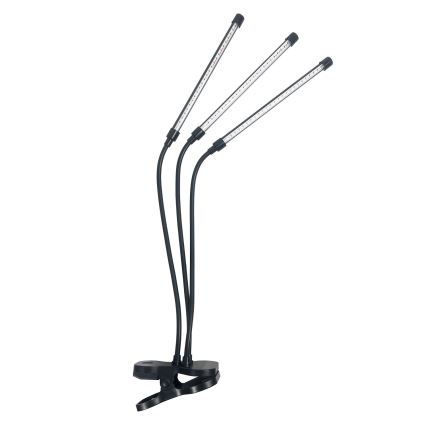 LED Ściemnialna elastyczna lampa stołowa z klipsem do uprawy roślin VITARO 3xLED/10W/230V czarny