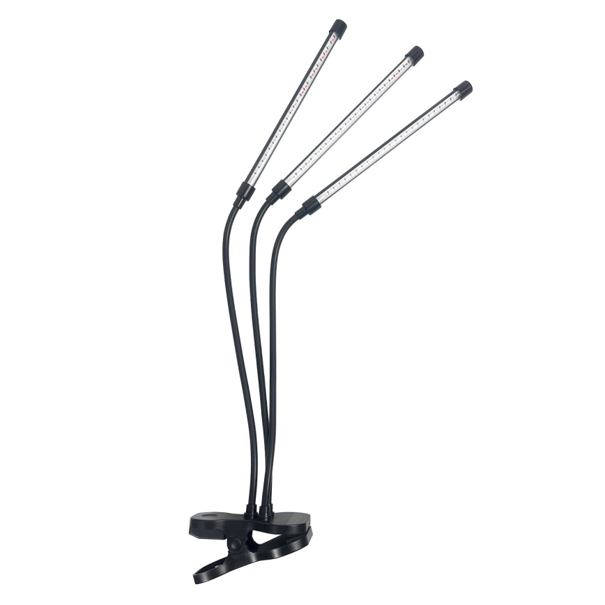 LED Ściemnialna elastyczna lampa stołowa z klipsem do uprawy roślin VITARO 3xLED/10W/230V czarny