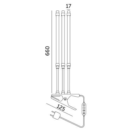 LED Ściemnialna elastyczna lampa stołowa z klipsem do uprawy roślin VITARO 3xLED/10W/230V czarny