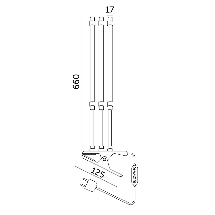LED Ściemnialna elastyczna lampa stołowa z klipsem do uprawy roślin VITARO 3xLED/10W/230V czarny