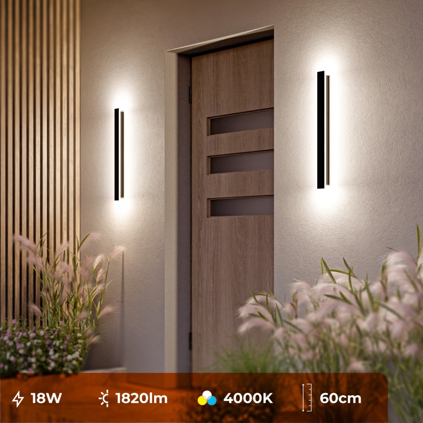 LED lampa ścienna zewnętrzna LED/18W/230V 60 cm IP65 czarna