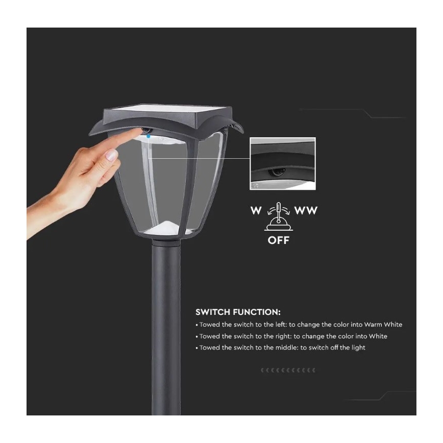 LED Lampa solarna LED/2W/230V 93 cm 3000/6000K IP65