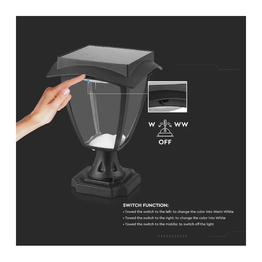 LED Lampa solarna LED/2W/3,7V 3000/6000K IP65 2200 mAh