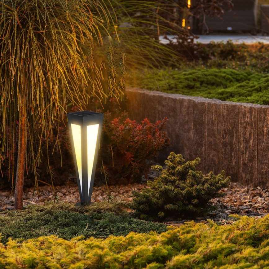 LED Lampa solarna LED/2W/3,7V IP65 3000K czarna + pilot zdalnego sterowania