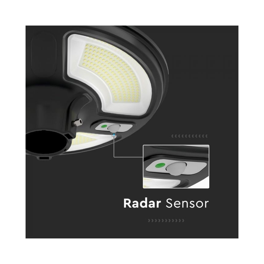 LED Solarna lampa uliczna z czujnikiem LED/10W/3,2V IP65 4000K 15000 mAh + pilot zdalnego sterowania