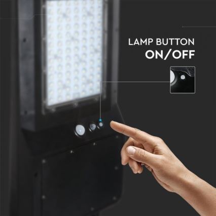 Lampa uliczna LED solarna z czujnikiem LED/40W/9,6V IP65 6000K 12000 mAh + pilot zdalnego sterowania