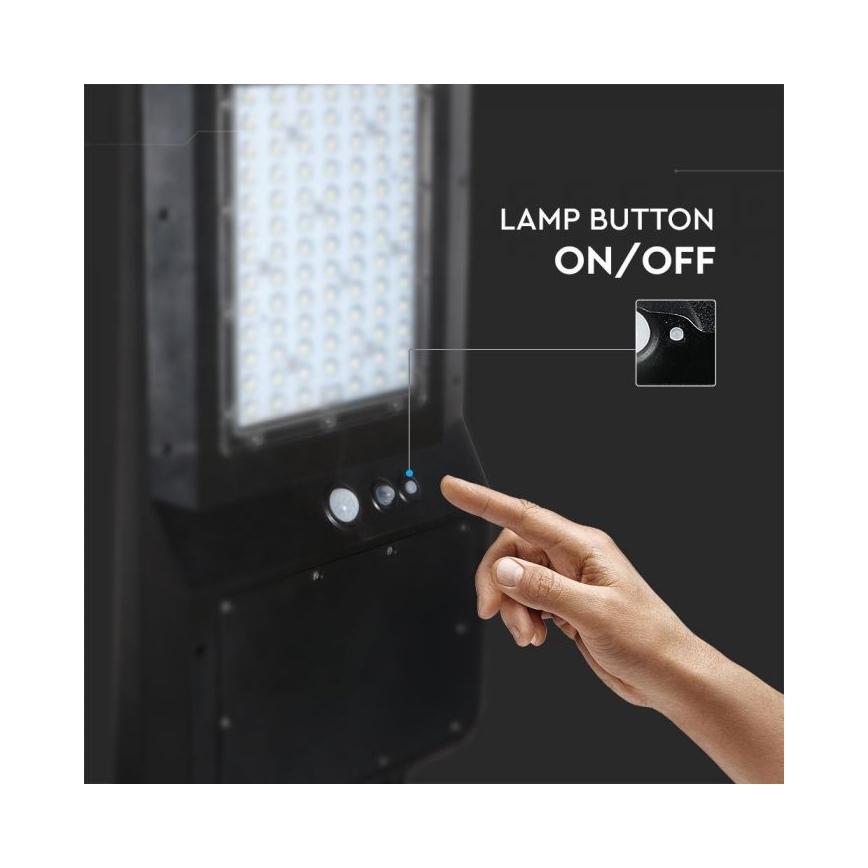 Lampa uliczna LED solarna z czujnikiem LED/40W/9,6V IP65 6000K 12000 mAh + pilot zdalnego sterowania