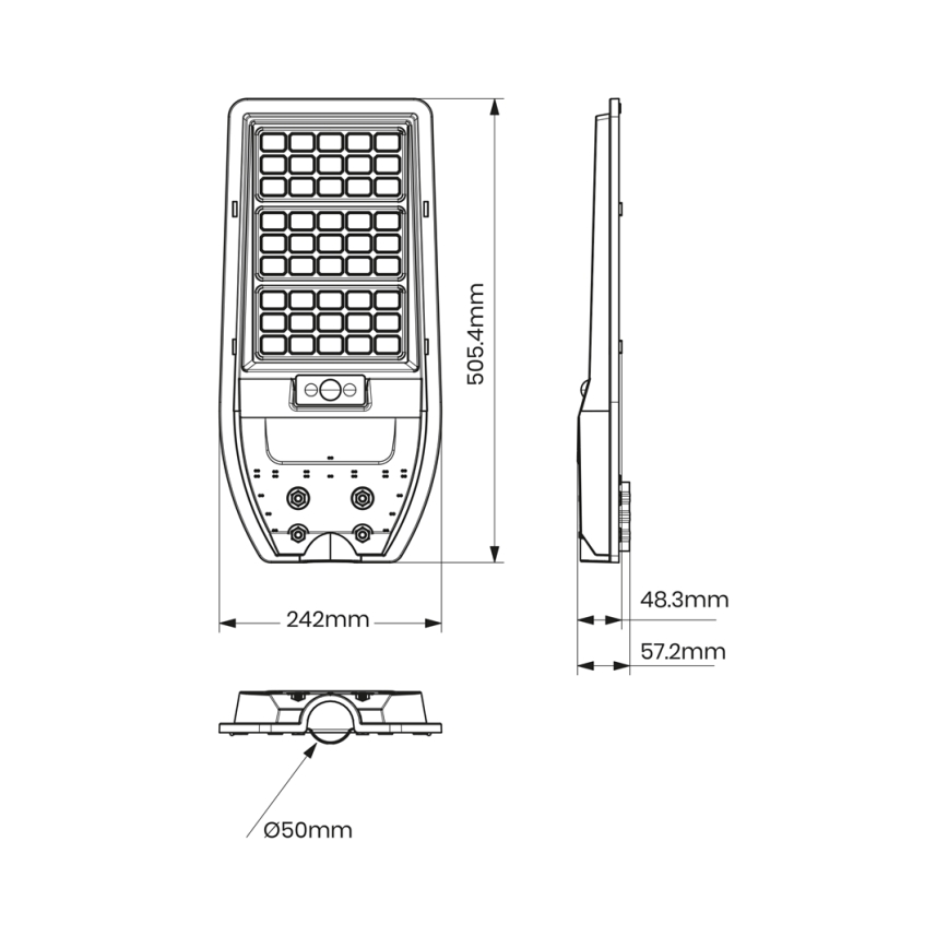 LED Solarna lampa uliczna VIA 100W/10000 mAh 3,2V 6000K IP65 + pilot zdalnego sterowania