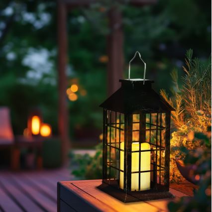 LED Lampa solarna wisząca LED/0,02W/1,2V 1xAA 2700K IP44 200 mAh czarny
