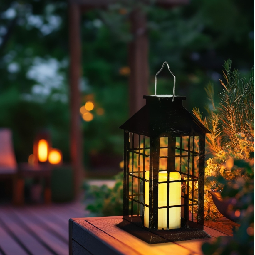LED Lampa solarna wisząca LED/0,02W/1,2V 1xAA 2700K IP44 200 mAh czarny