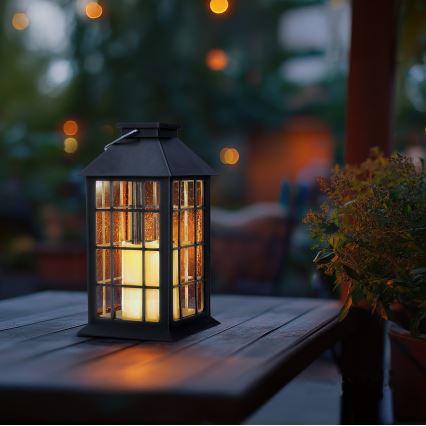 LED Lampa solarna wisząca LED/0,02W/1,2V 1xAA 2700K IP44 200 mAh czarny