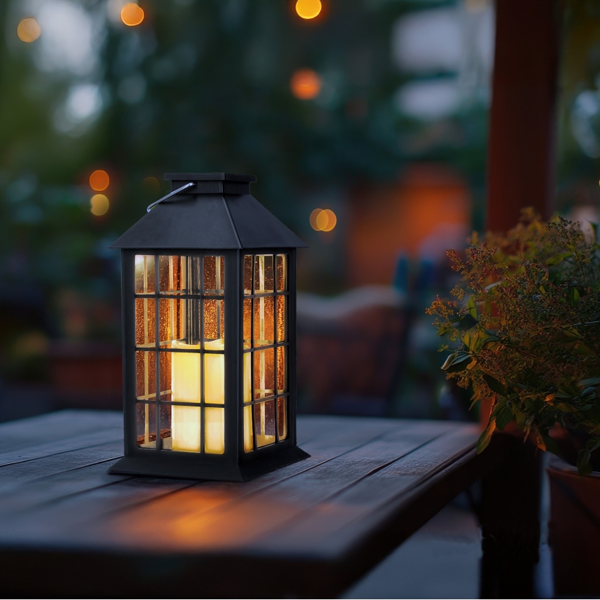 LED Lampa solarna wisząca LED/0,02W/1,2V 1xAA 2700K IP44 200 mAh czarny
