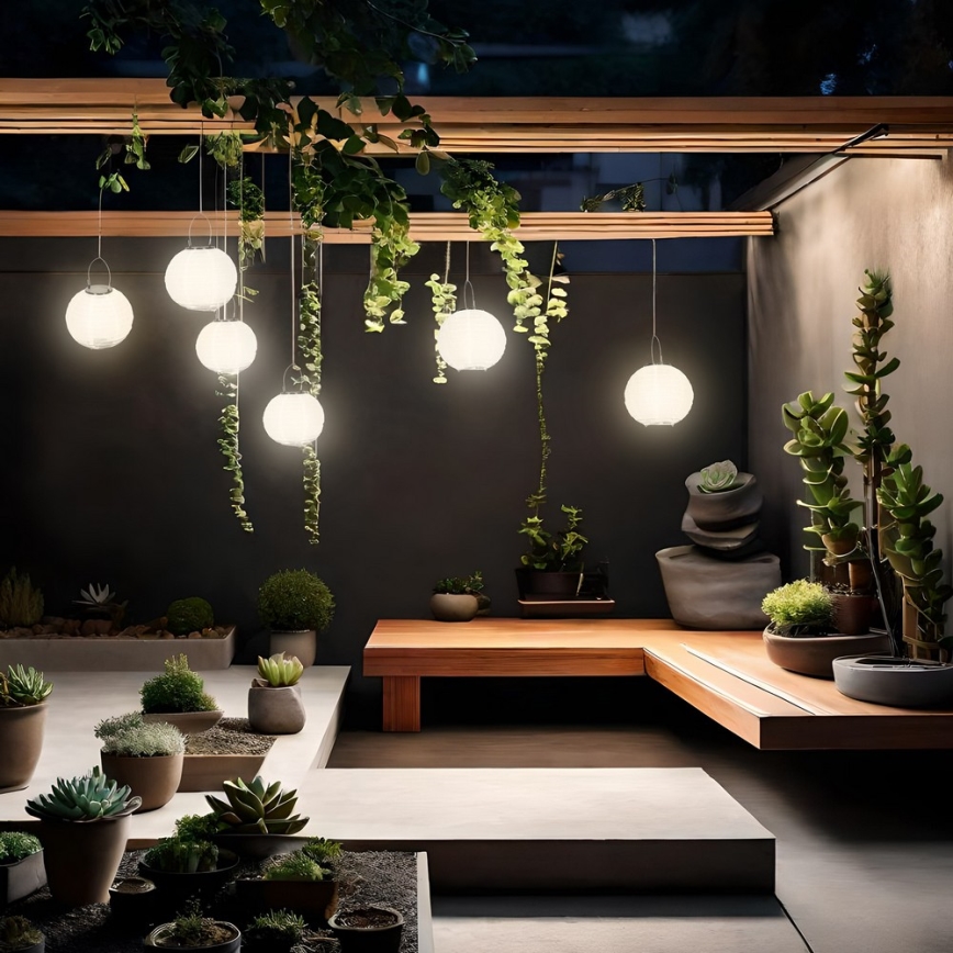 LED Lampa solarna wisząca LED/0,02W/1,2V 3000K IP44 1xAAA 100 mAh