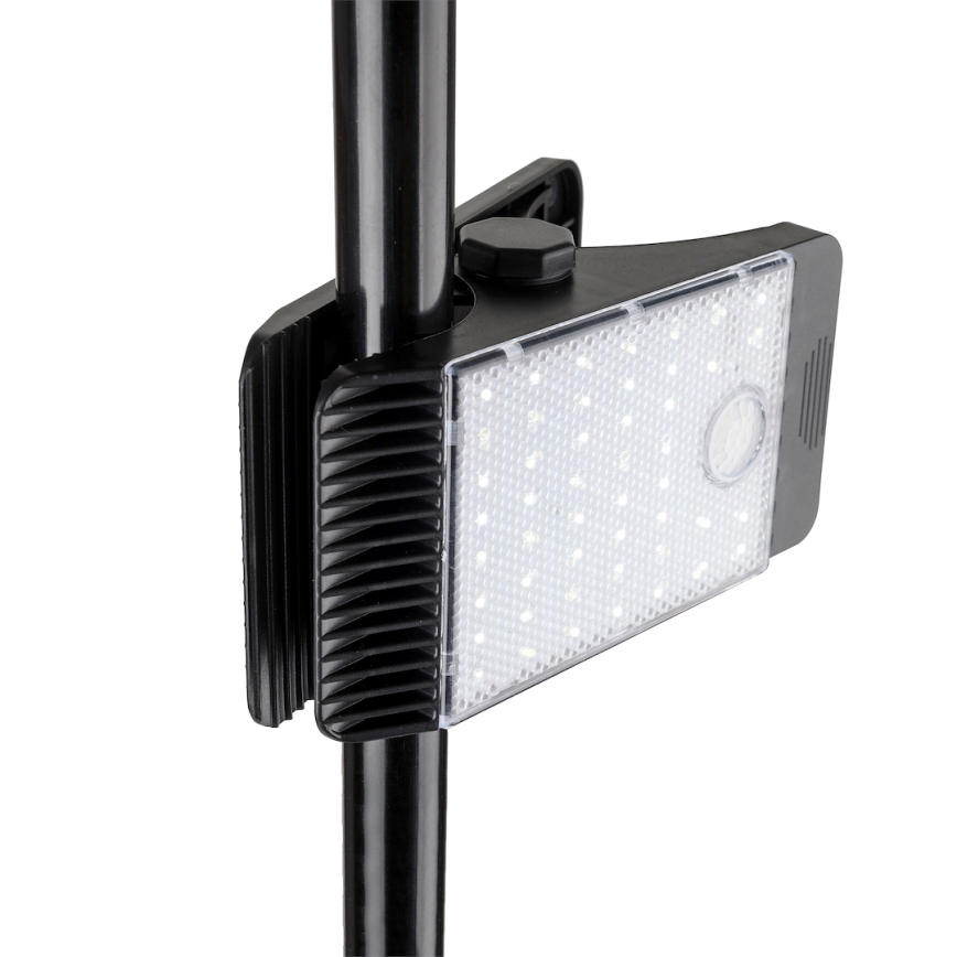 LED Lampa solarna z czujnikiem ruchu i zmierzchu CLIPS LED/4W/1200 mAh 3,7V IP44 czarny