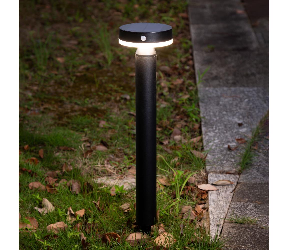 LED Lampa solarna z czujnikiem GWINEA LED/4,5W/3,7V 2000 mAh 50 cm IP44 czarna