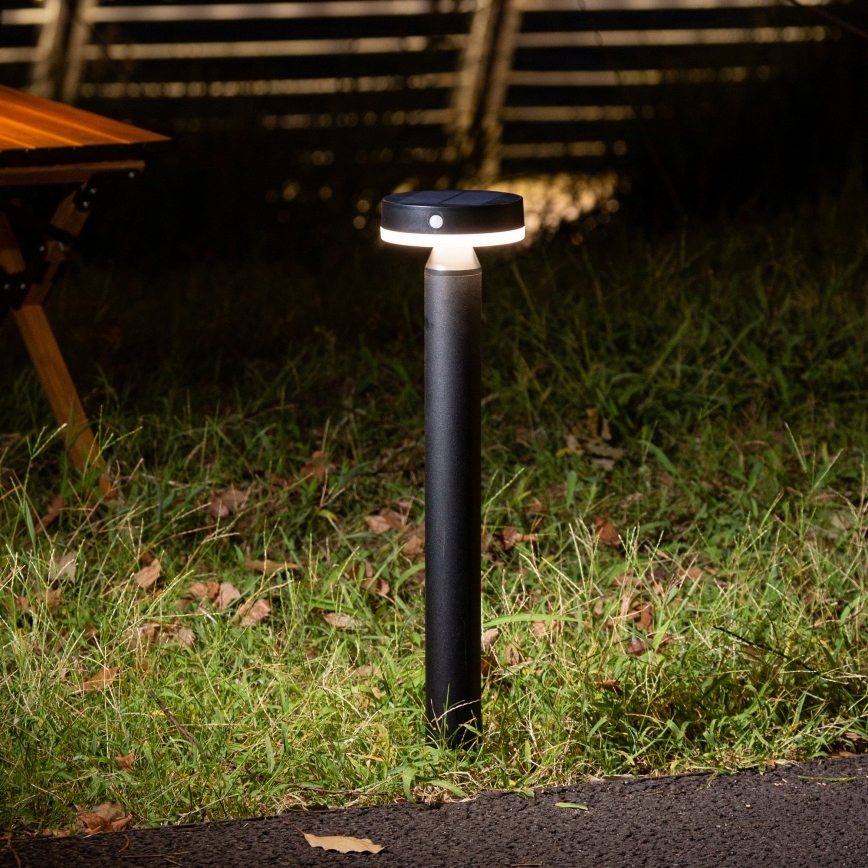 LED Lampa solarna z czujnikiem GWINEA LED/4,5W/3,7V 2000 mAh 50 cm IP44 czarna