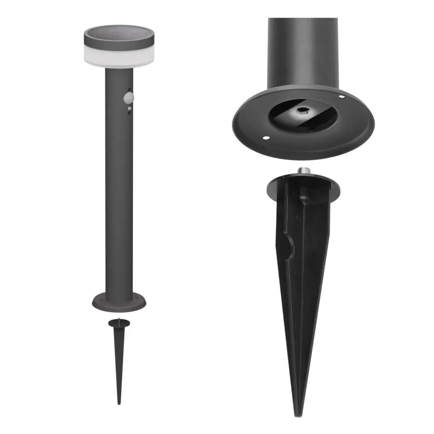 LED Lampa solarna z czujnikiem LED/2W/3,7V 1200 mAh IP44 80 cm