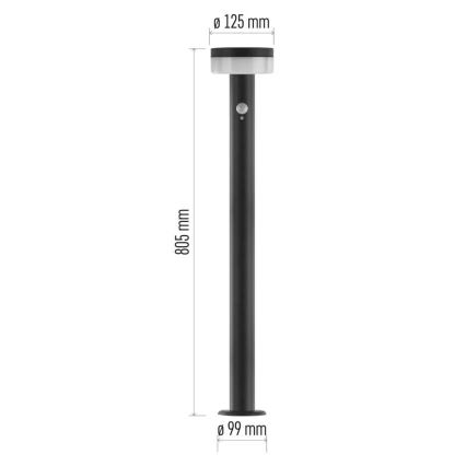 LED Lampa solarna z czujnikiem LED/2W/3,7V 1200 mAh IP44 80 cm