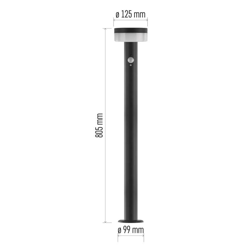 LED Lampa solarna z czujnikiem LED/2W/3,7V 1200 mAh IP44 80 cm