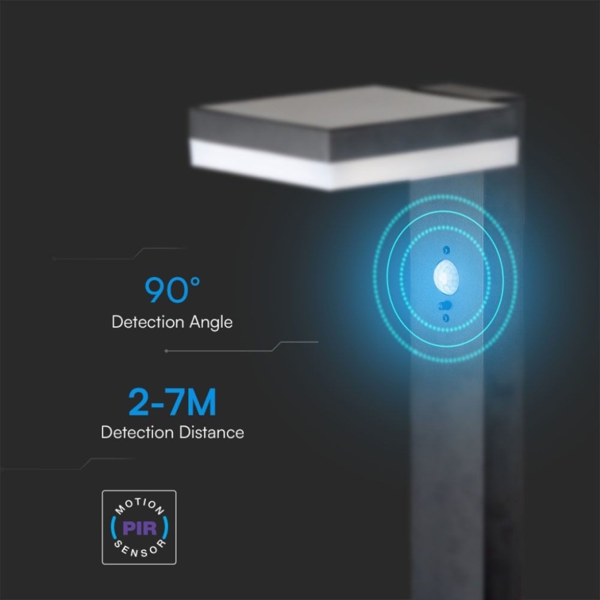 LED Lampa solarna z czujnikiem LED/2W/3,7V IP54 3000K 2200 mAh kanciasty czarny