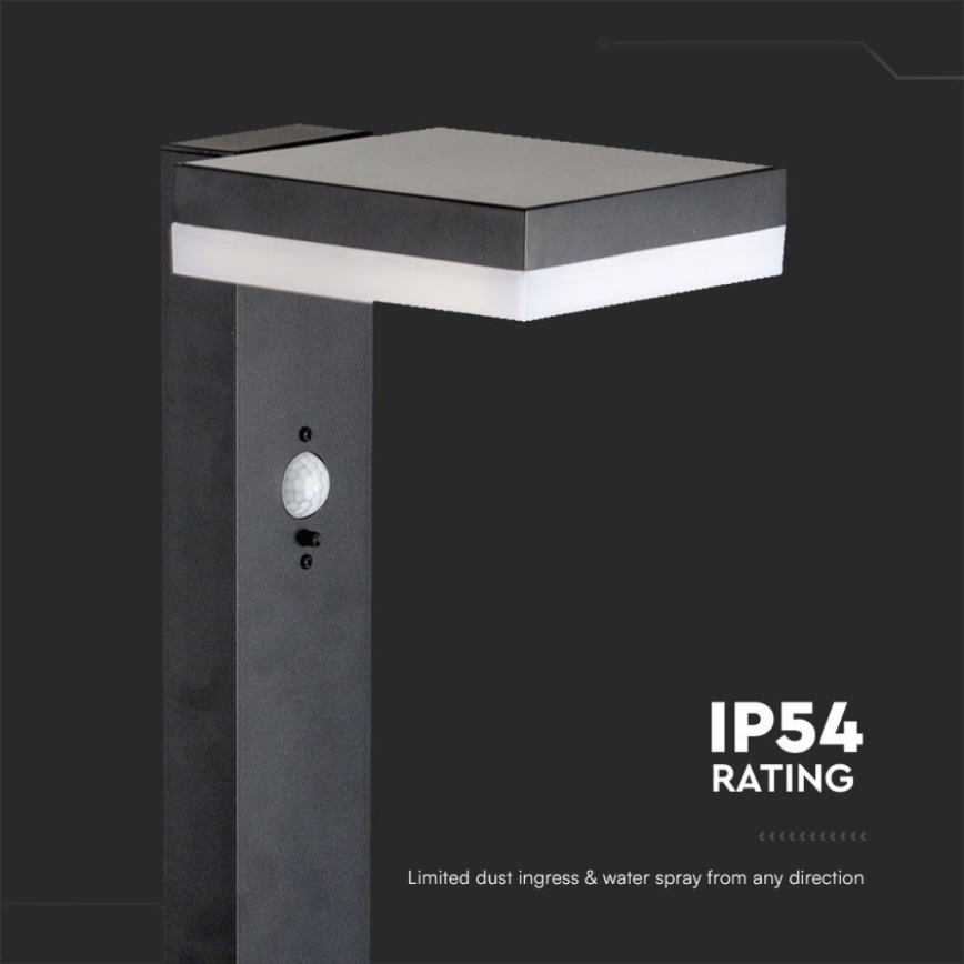 LED Lampa solarna z czujnikiem LED/2W/3,7V IP54 3000K 2200 mAh kanciasty czarny
