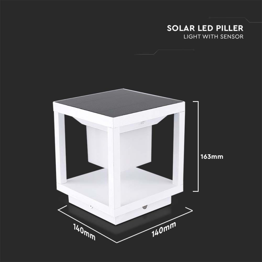 LED Lampa solarna z czujnikiem LED/2W/5,5V 3000K IP65 2600 mAh biały