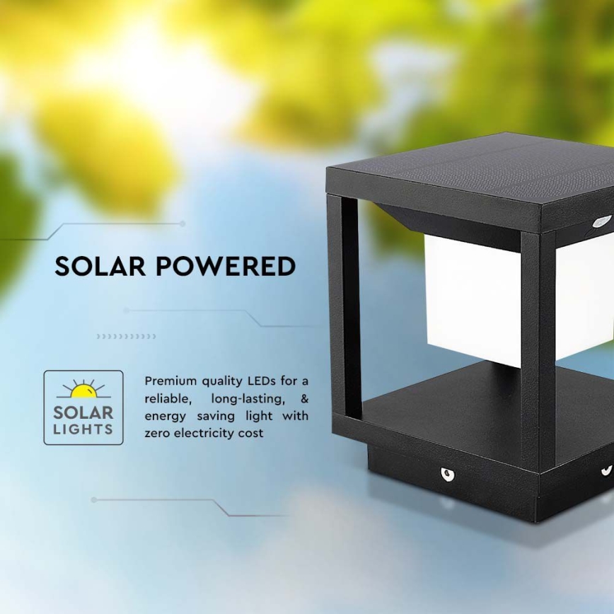 LED Lampa solarna z czujnikiem LED/2W/5,5V 3000K IP65 2600 mAh czarny