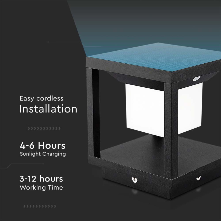 LED Lampa solarna z czujnikiem LED/2W/5,5V 3000K IP65 2600 mAh czarny