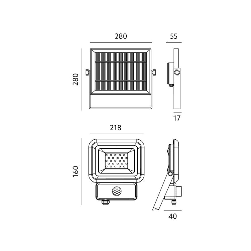 LED Lampa solarna z czujnikiem LED/30W/3,7V 6500K IP65 6600 mAh