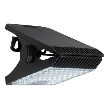 LED Lampa solarna z czujnikiem ruchu i zmierzchu CLIPS LED/4W/1200 mAh 3,7V IP44 czarny