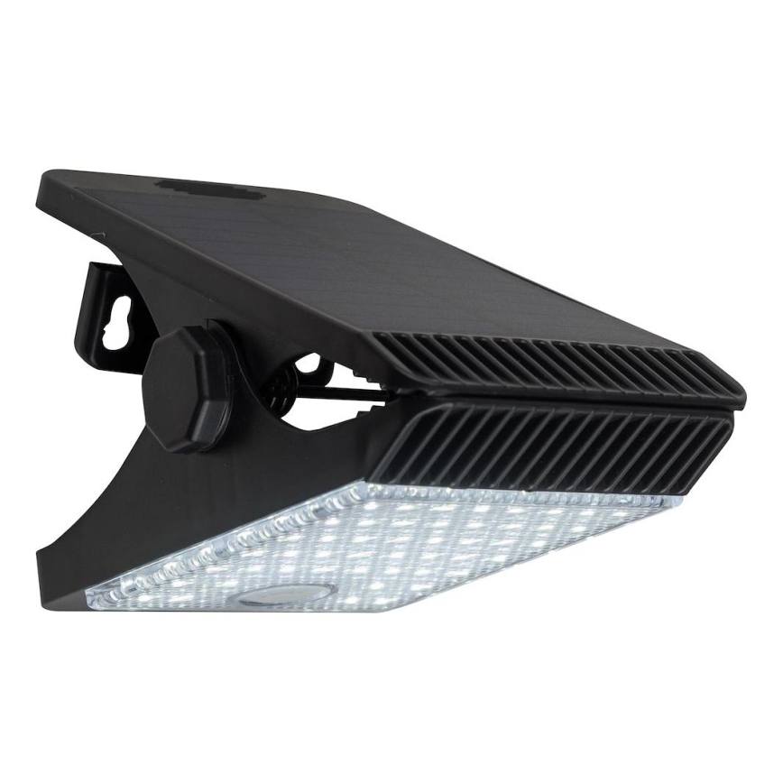 LED Lampa solarna z czujnikiem ruchu i zmierzchu CLIPS LED/4W/1200 mAh 3,7V IP44 czarny